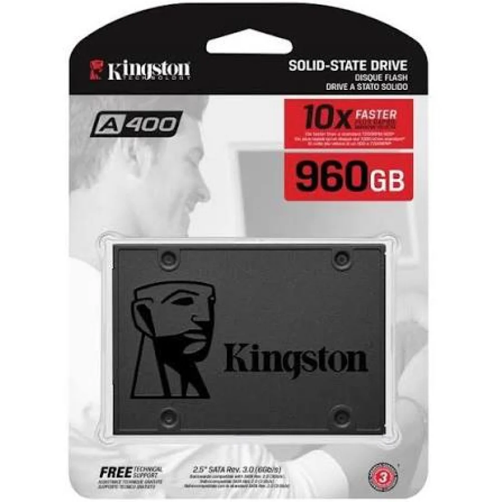 UNIDAD DE ESTADO SOLIDO KINGSTON INTERNO A400 960GB 2.5 SATA3 7MM LECT.500/ESCRIT.450MB/S PC/LAPTOP SA400S37/960G