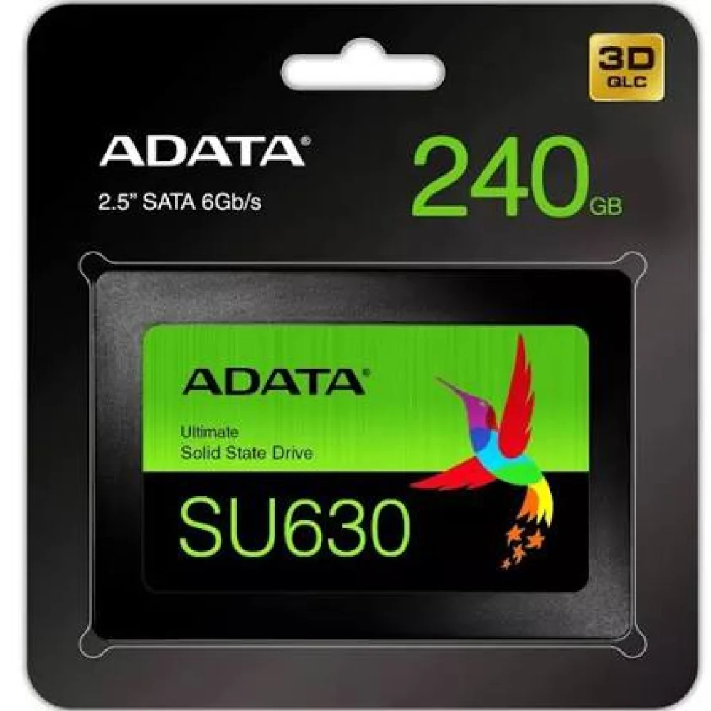 UNIDAD DE ESTADO SOLIDO SSD INTERNO ADATA SU630 240GB 2.5 SATA3 LECT.520 ESCRIT.450 MBS 7MM PC LAPTOP MINIPC SIN BRACKET 3DNAND ASU630SS-240GQ-R