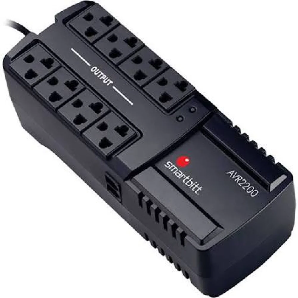 REGULADOR DE VOLTAJE SMARTBITT  SBAVR2200  2200VA/1100W, 8 CONTACTOS, PROTECCIN DE LNEA TELEFNICA RJ-11