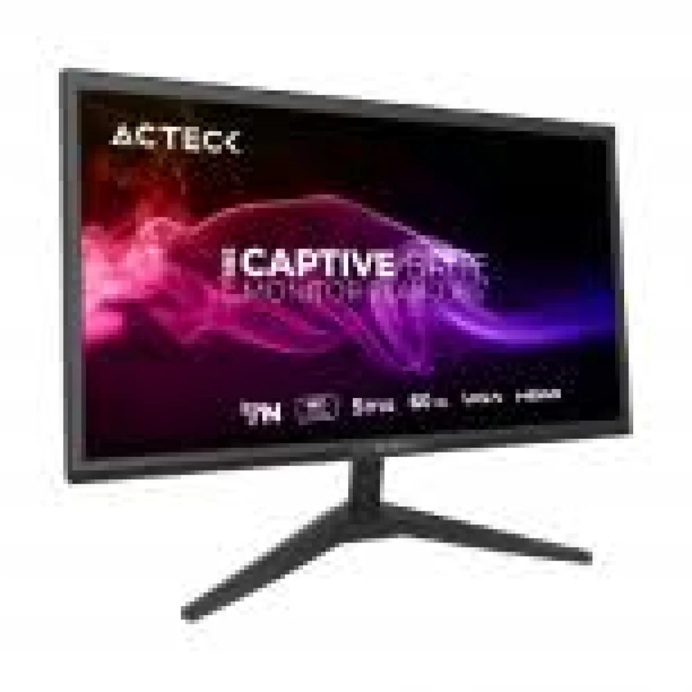 MONITOR ACTECK CAPTIVE BRITE CB185 / PLANO / 18.5 PULG / PANEL TN / 60 HZ / 5 MS / HD / VESA 75 MM / HDMI - VGA / 3 AÑOS DE GARANTIA / NEGRO / AC-944526