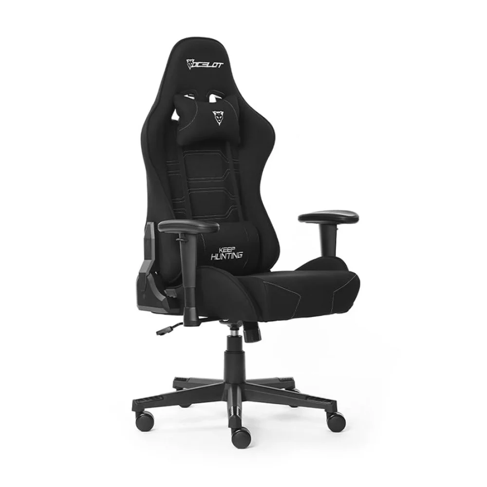 SILLA OCELOT GAMING OST-BLACK NIGHT /TELA AUTOMOTRIZ / BASE NYLON AJUSTABLE / DESCANSABRAZOS 1D / PISTON CLASE 4 / RECLINABLE 90-155 GRADOS / HASTA 150KG / COJINES LUMBAR Y CERVICAL / COLOR 