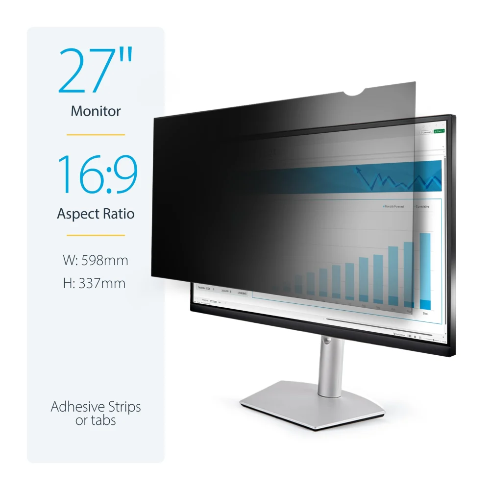 FILTRO DE PRIVACIDAD DE COMPUTADORA PARA MONITOR DE 27 PULGADAS - PROTECTOR DE SEGURIDAD PARA PANTALLA - PARA REDUCIR LA LUZ AZUL - PANTALLA ANCHA DE 16:9 - MATE/BRILLANTE - +/-30 GRADOS