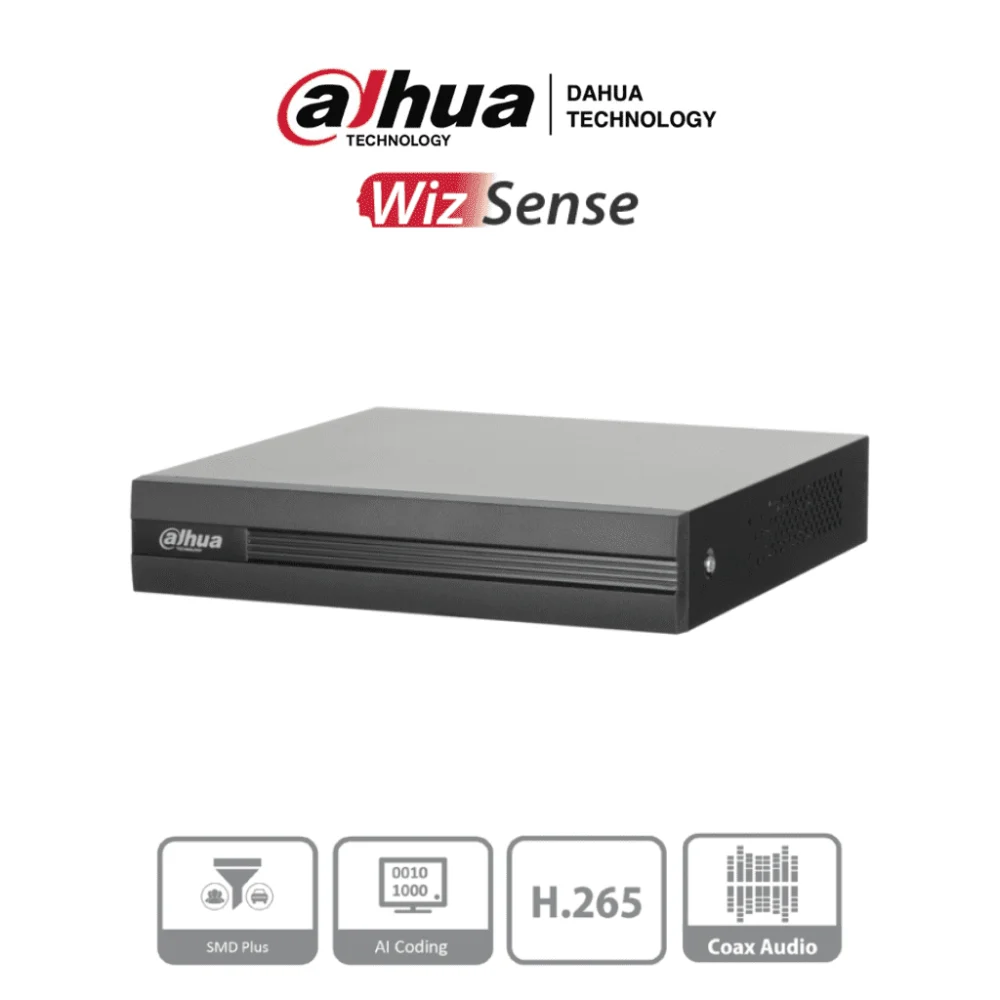DVR HDCVI DAHUA DH-XVR1B08H-I/T - DVR DE 8 CANALES 5MP LITE CON WIZSENSE Y H.265+/ HDCVI X PLUS/ AUDIO BIDIRECCIONAL EN LOS 8 CANALES/ SOPORTA 8 CANALES + 4 IP O HASTA 12 CANALES IP/ SMD PLU