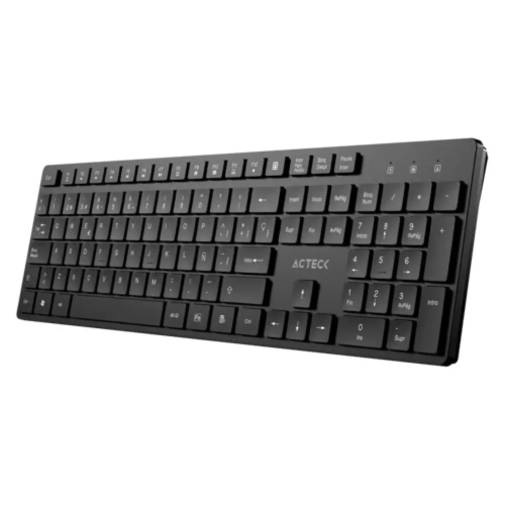 TECLADO ACTECK VANTAGE AERO TI555 / INALAMBRICO DONGLE USB / ESPAÑOL / MULTIMEDIA / WINDOWS / 105 TECLAS / NEGRO / AC-943468