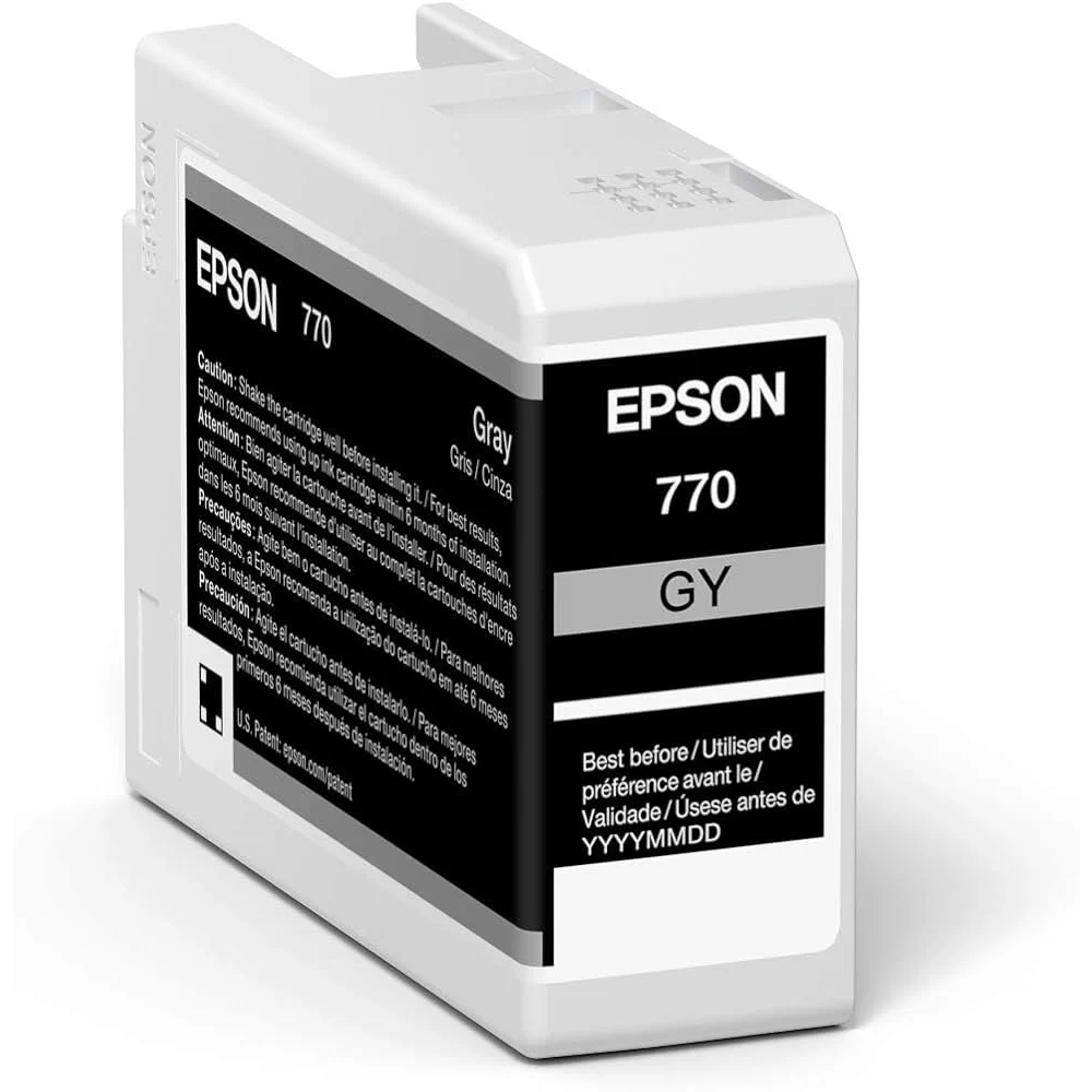 CARTUCHO EPSON MODELO T770 ULTRACHROME PRO 10 GRIS, PARA PLOTTER P700 (25ML)