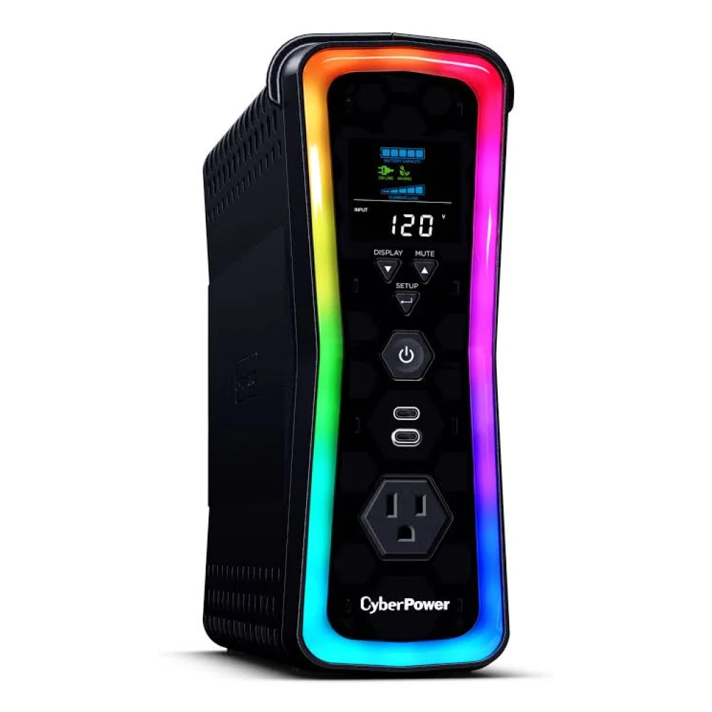 UPS CYBERPOWER GX150C2 1500VA 1000W 120V PFC ACTIVO RGB PANEL LCD USB-CX2