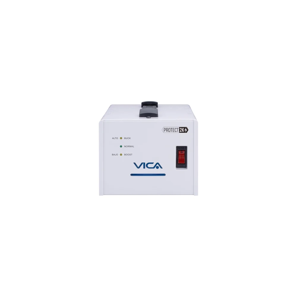 REGULADOR AUTOMATICO DE VOLTAJE VICA PROTECT 2K 2000VA / 1200W, 4 TOMAS NEMA 5-15R REGULADAS Y CON SUPRESOR DE PICOS, 3 AÑOS DE GARANTIA