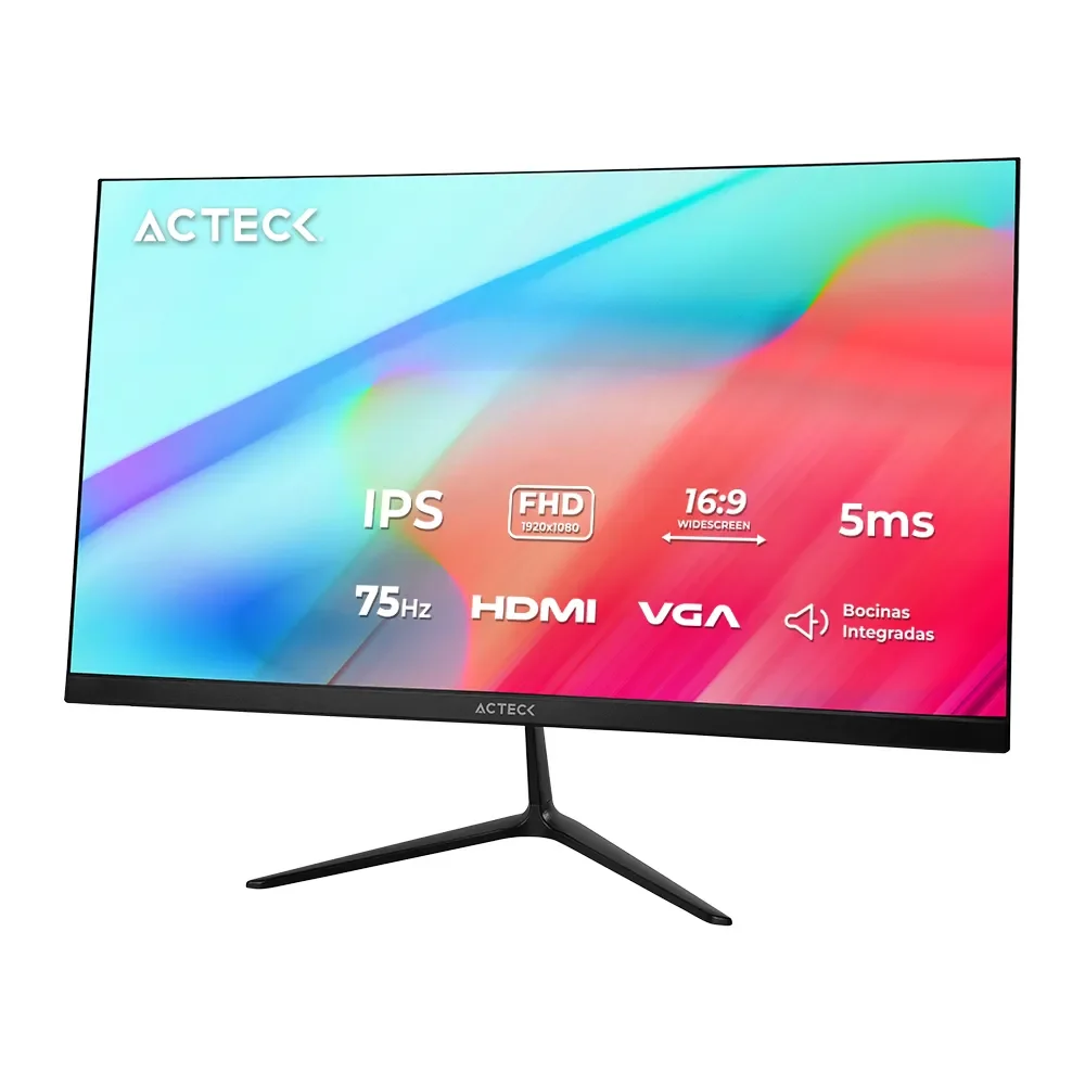 MONITOR ACTECK CAPTIVE VIVID SP245 / 24.5 PULGADAS / PLANO / LED / FULL HD / BOCINAS INTEGRADAS / 5 MS / VGA, HDMI / VESA 75 / AJUSTE DE INCLINACION / 3 AÑOS DE GARANTIA / NEGRO / AC-943178
