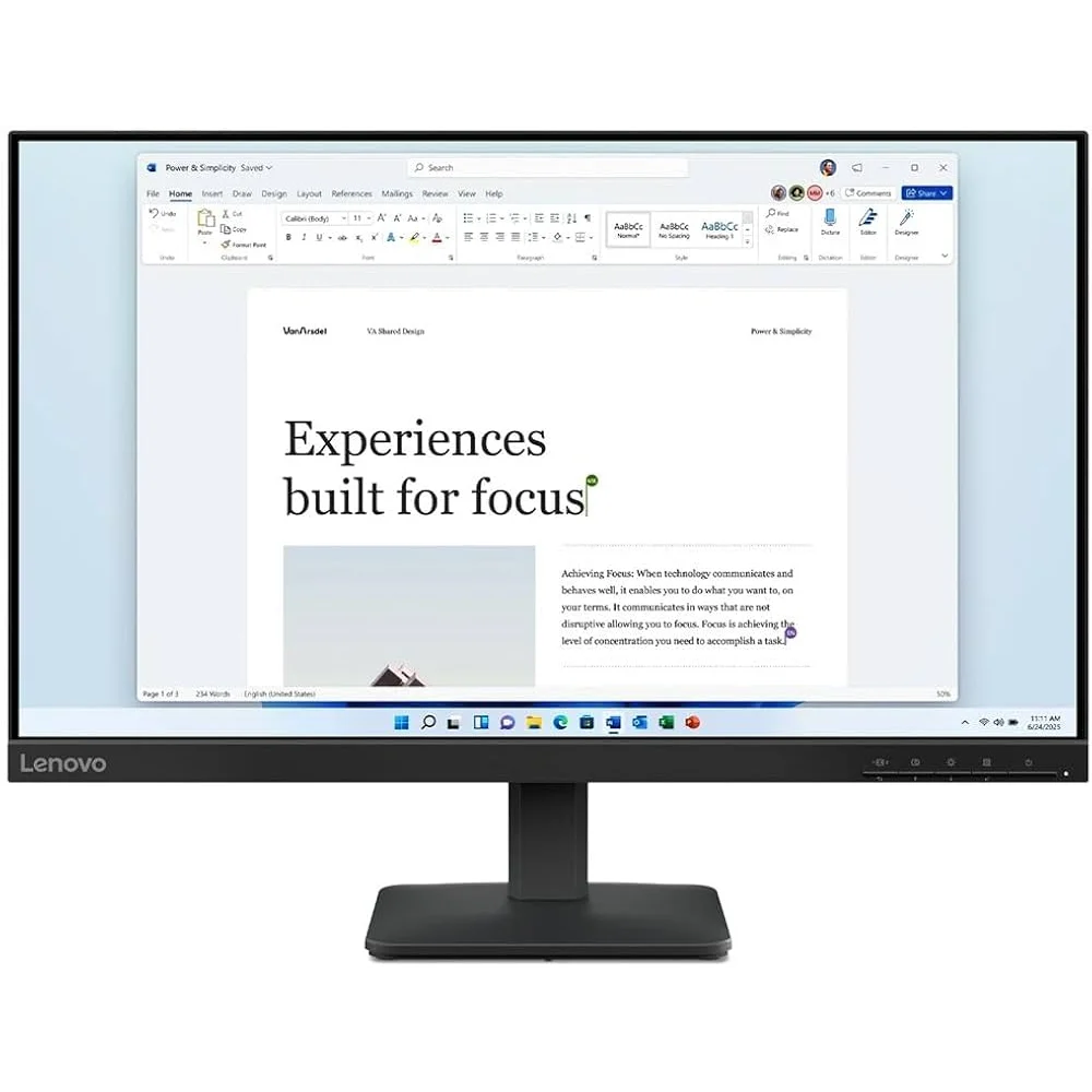 MONITOR LENOVO L24-4E / 24 PULGADAS 1920X1080 / PANEL IPS / 4MS 100HZ 99% SRGB / HDMI(1) VGA(1) / COLOR NEGRO / 3Y EN CENTRO DE SERVICIO