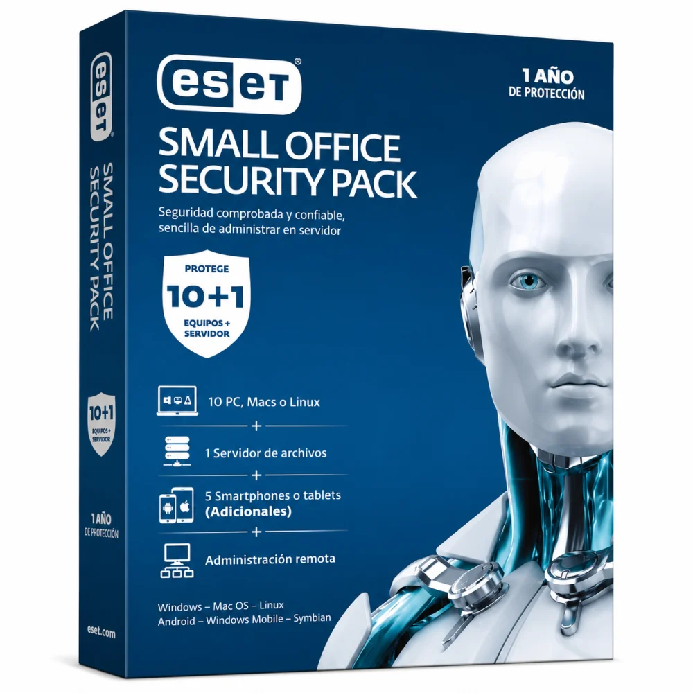 ESET SMALL OFFICE SECURITY, 10 LICENCIAS PCS 1 LICENCIA PARA SERVER WINDOWS CONSOLA LOCAL, 1 AÑO DE VIGENCIA CAJA