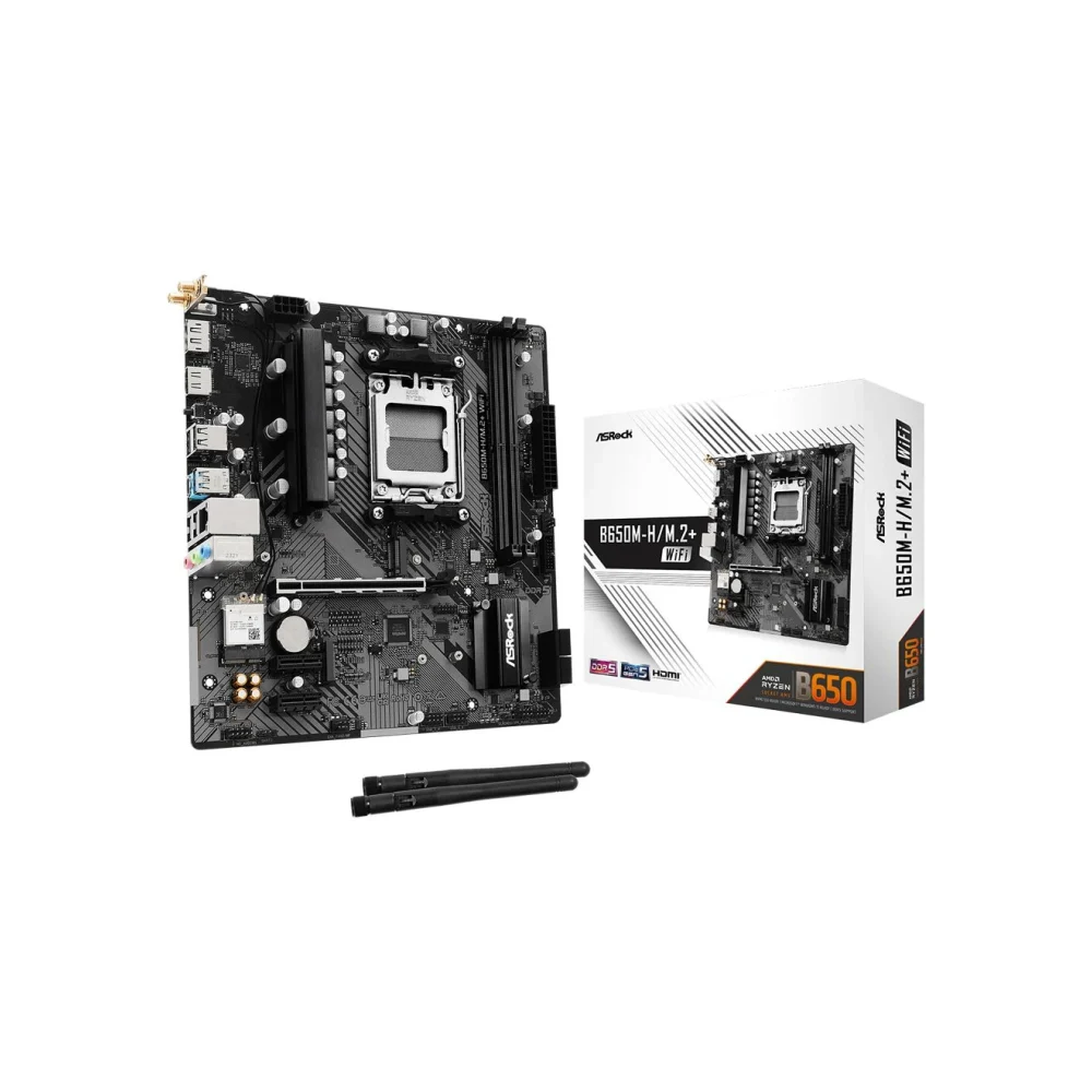 MB ASROCK B650M-H/M.2/AM5 RYZEN SERIES 9000, 8000 Y 7000/DDR5 6400 MHZ/ PCIE GEN5M.2/2 PCIE 4.0X16/1 PCIE 3.0X1/AMD RDNA/1 BLAZING M.2/1 HYPER M.2/6 USB 3.2/1 USB C TRASERO/
