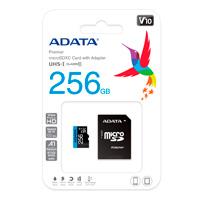 MEMORIA ADATA MICRO SDHC / SDXC 256GB UHS-I 100MB / 25MB CLASE 10 V10 A1 C / ADAPTADOR (AUSDX256GUICL10A1-RA1)