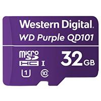 MEMORIA WD PURPLE SC QD101 MICRO SDHC 32GB VIDEOVIGILANCIA 24 / 7 CLASE 10 U1 LECT 50MB / S ESC 40MB / S WDD032G1P0C