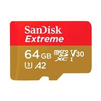 MEMORIA SANDISK MICRO SDXC 64GB EXTREME 170MB / S 4K CLASE 10 A2 V30 C / ADAPTADOR SDSQXAH-064G-GN6MA