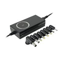 CARGADOR UNIVERSAL INTELIGENTE CON PUNTAS INTERCAMBIABLES Y PUERTO USB PERFECT CHOICE - NEGRO