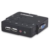 SWITCH KVM ,MANHATTAN,151252, DESKTOP USB 2:1 CON CABLES+AUDIO